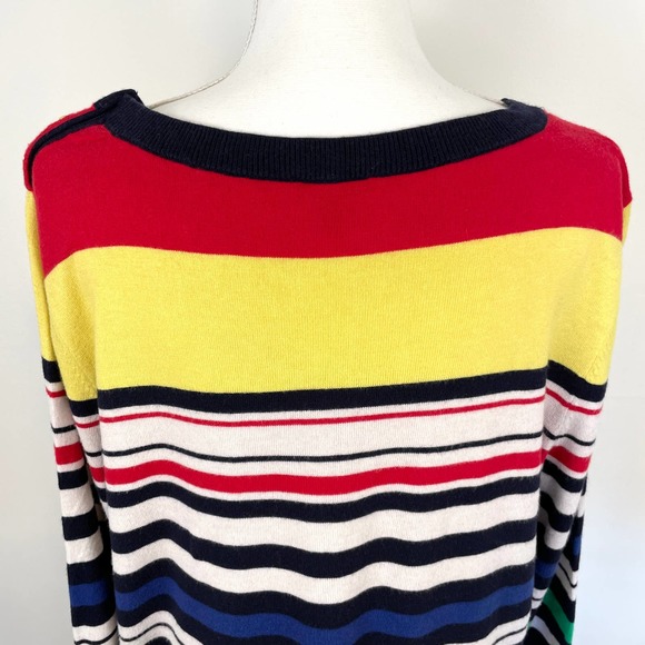 Talbots Multicolor Striped Button Shoulder Sweater Plus Size - Picture 10 of 12